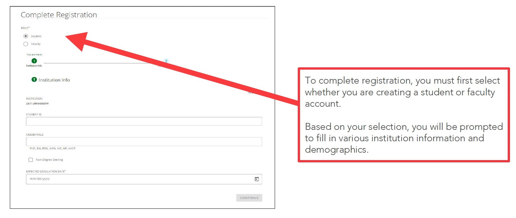 Create a Student Acct - Step 5